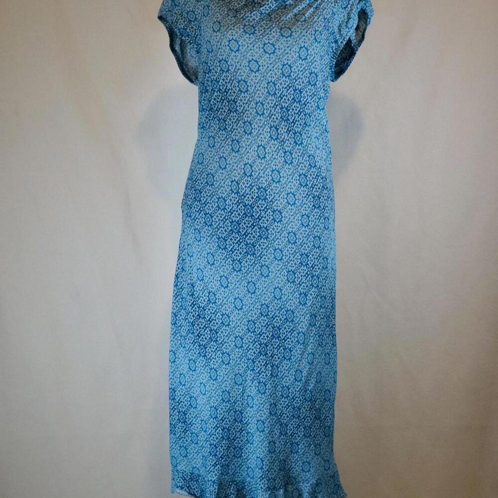 blue floral print midi dress by Rampage with cowl neck